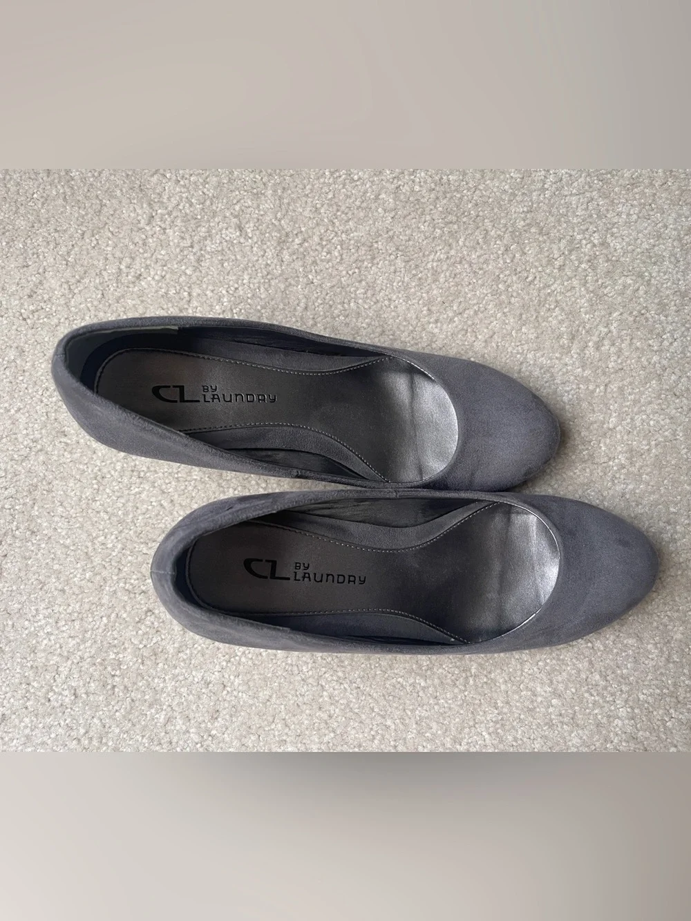 CL by Laundry Gray Suede Wedge Pumps
